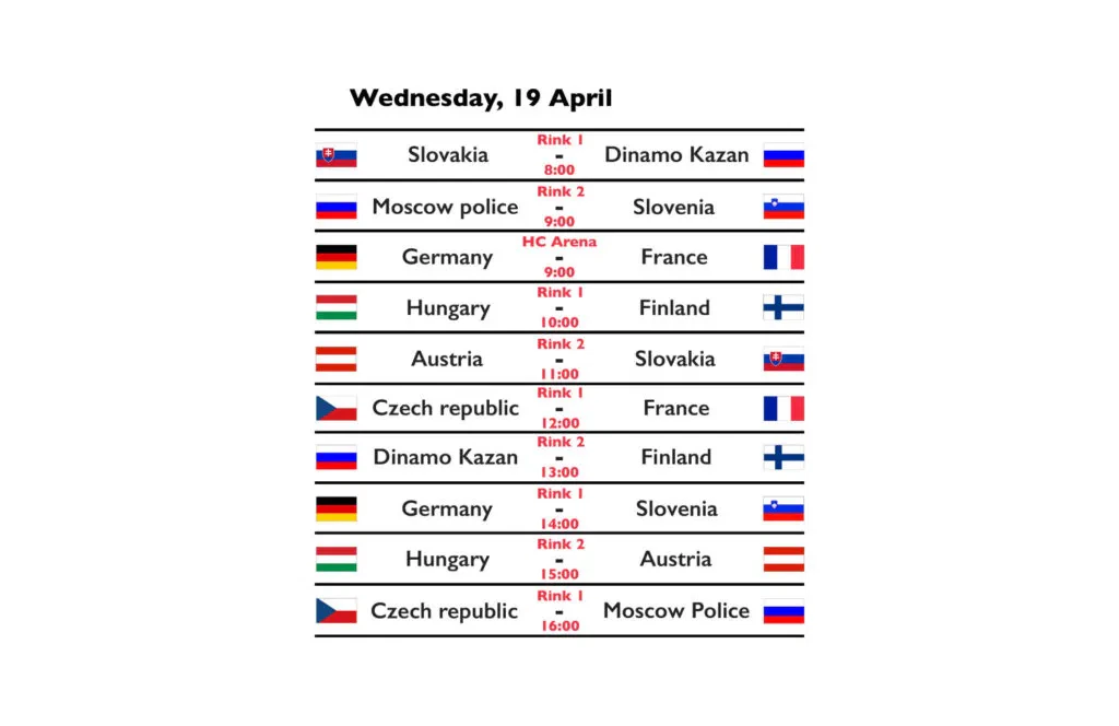 Harmonogram zápasů 19.4. 2017
